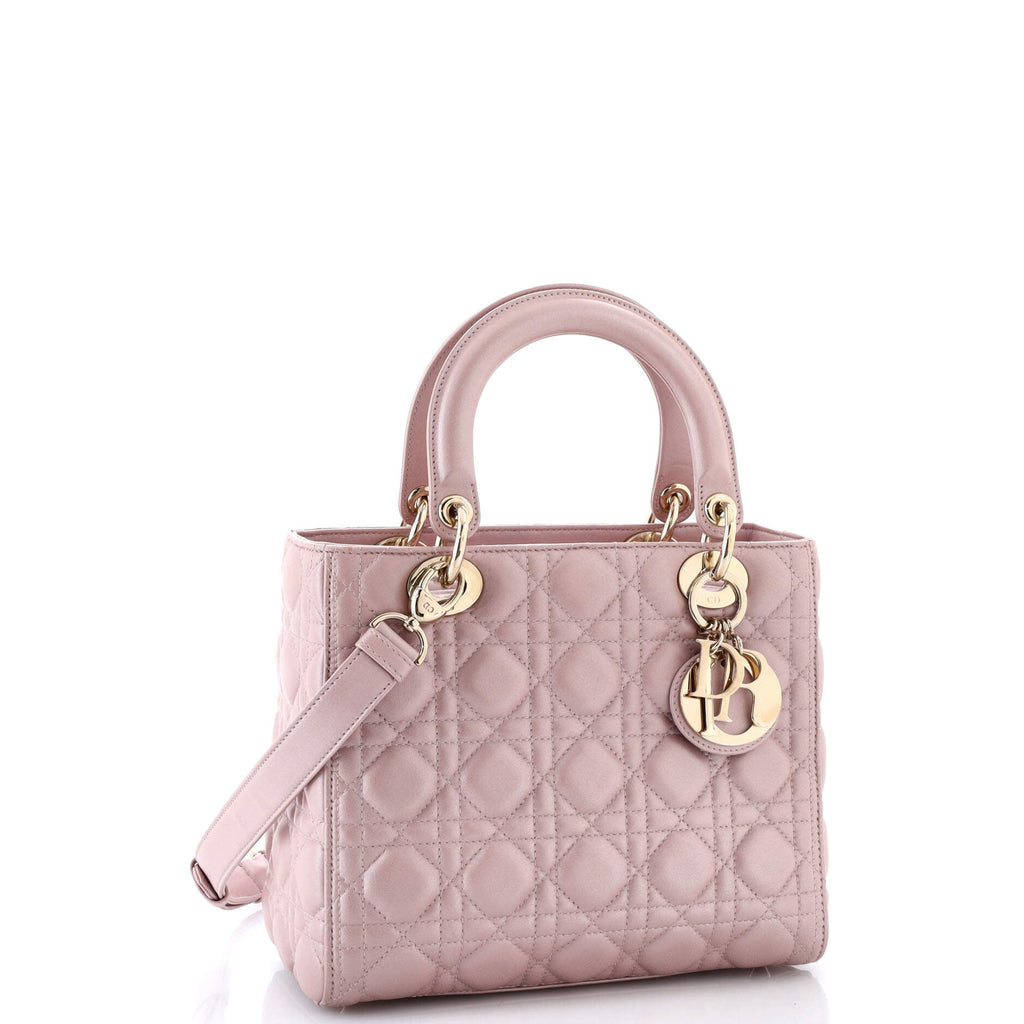 Lady Dior Bag Cannage Quilt Metallic Leather Medium