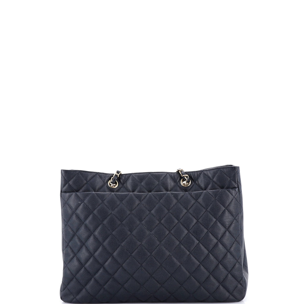 Classic CC Shopping Tote Quilted Caviar Large