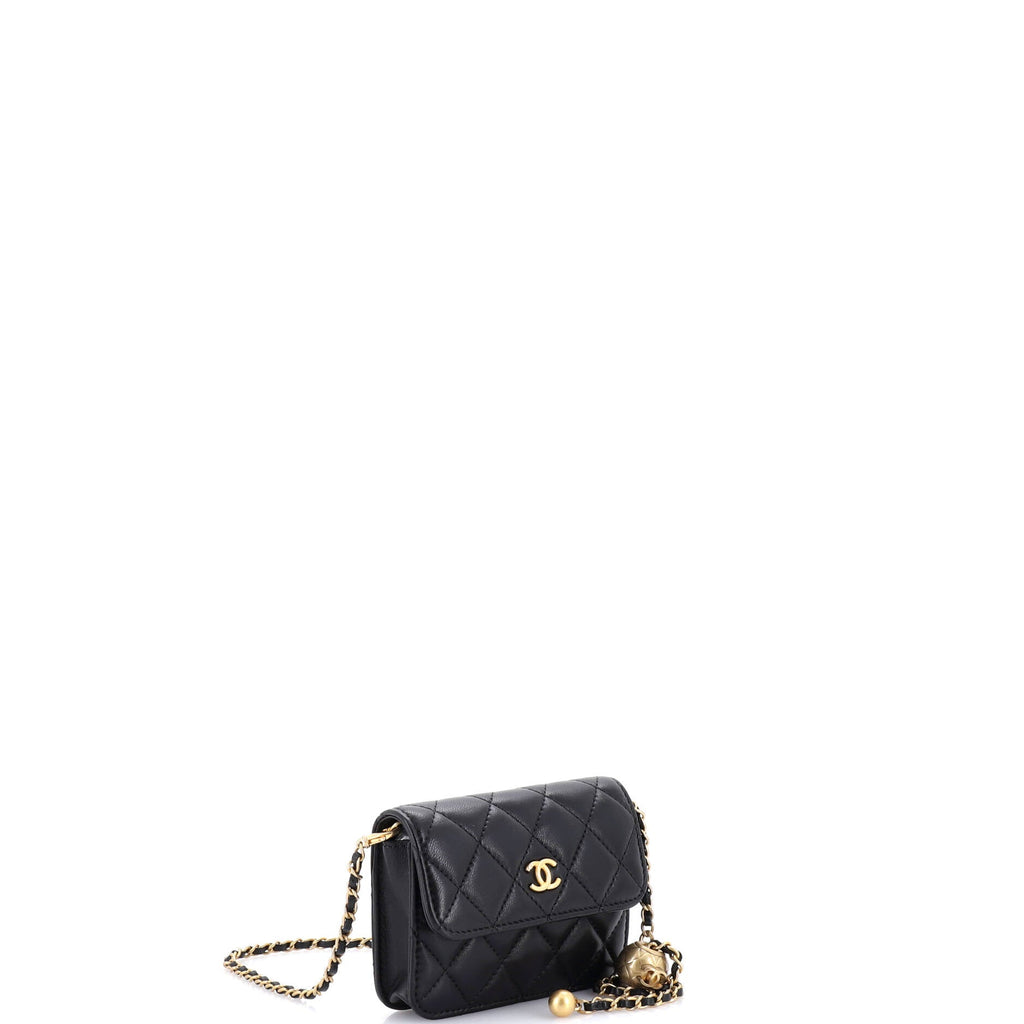 Pearl Crush Flap Clutch with Chain Quilted Lambskin Mini