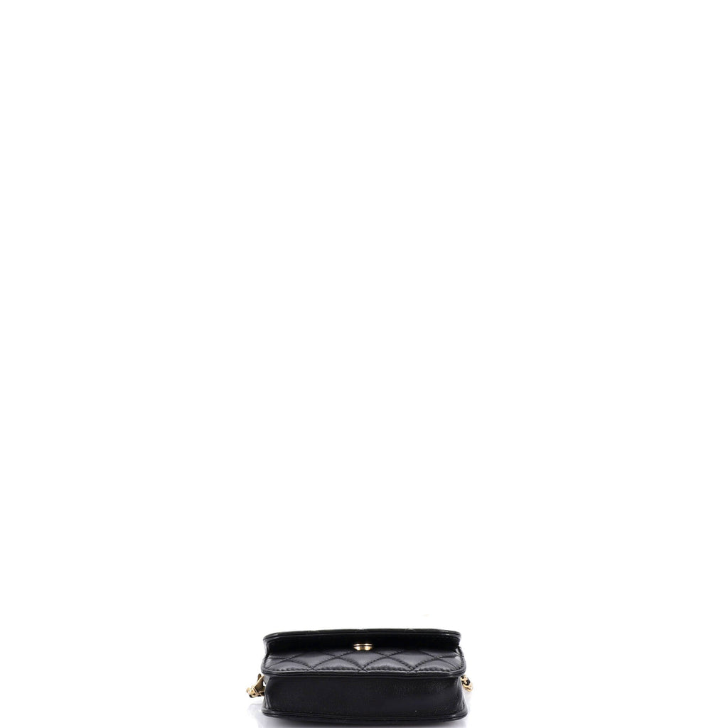 Pearl Crush Flap Clutch with Chain Quilted Lambskin Mini