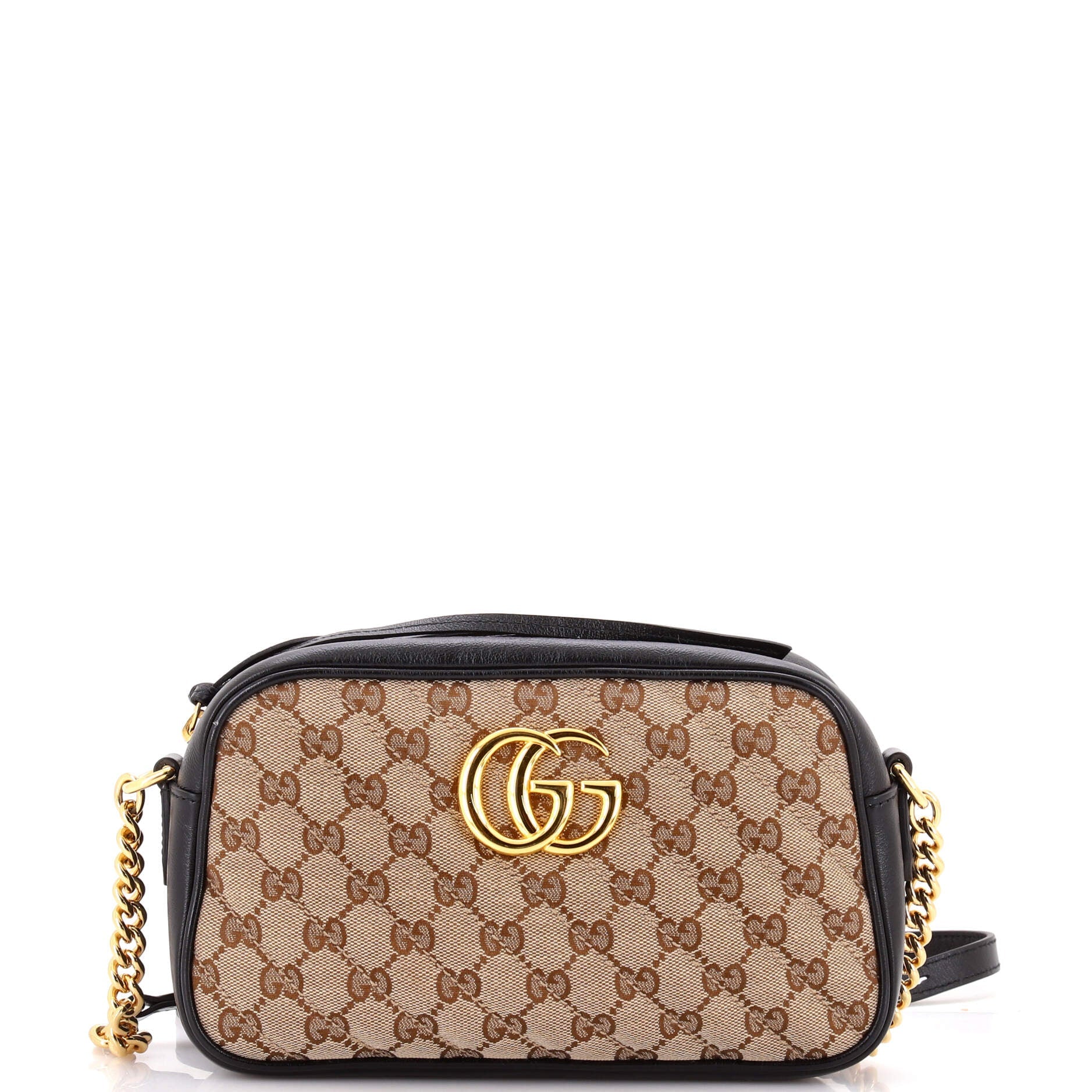 GG Marmont Shoulder Bag Diagonal Quilted GG Canvas with Leather Small