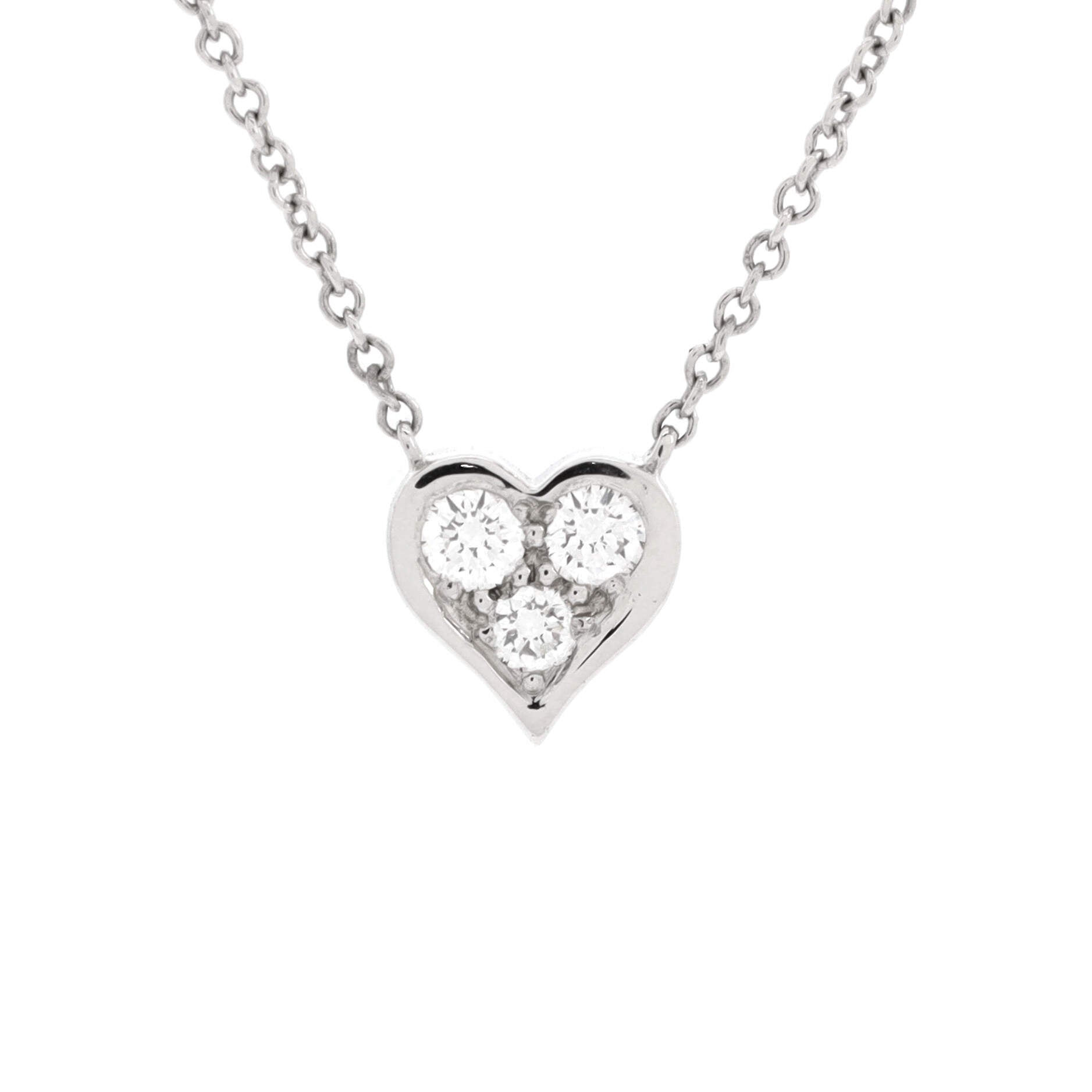 Heart 3 Diamond Pendant Necklace Platinum with Diamonds