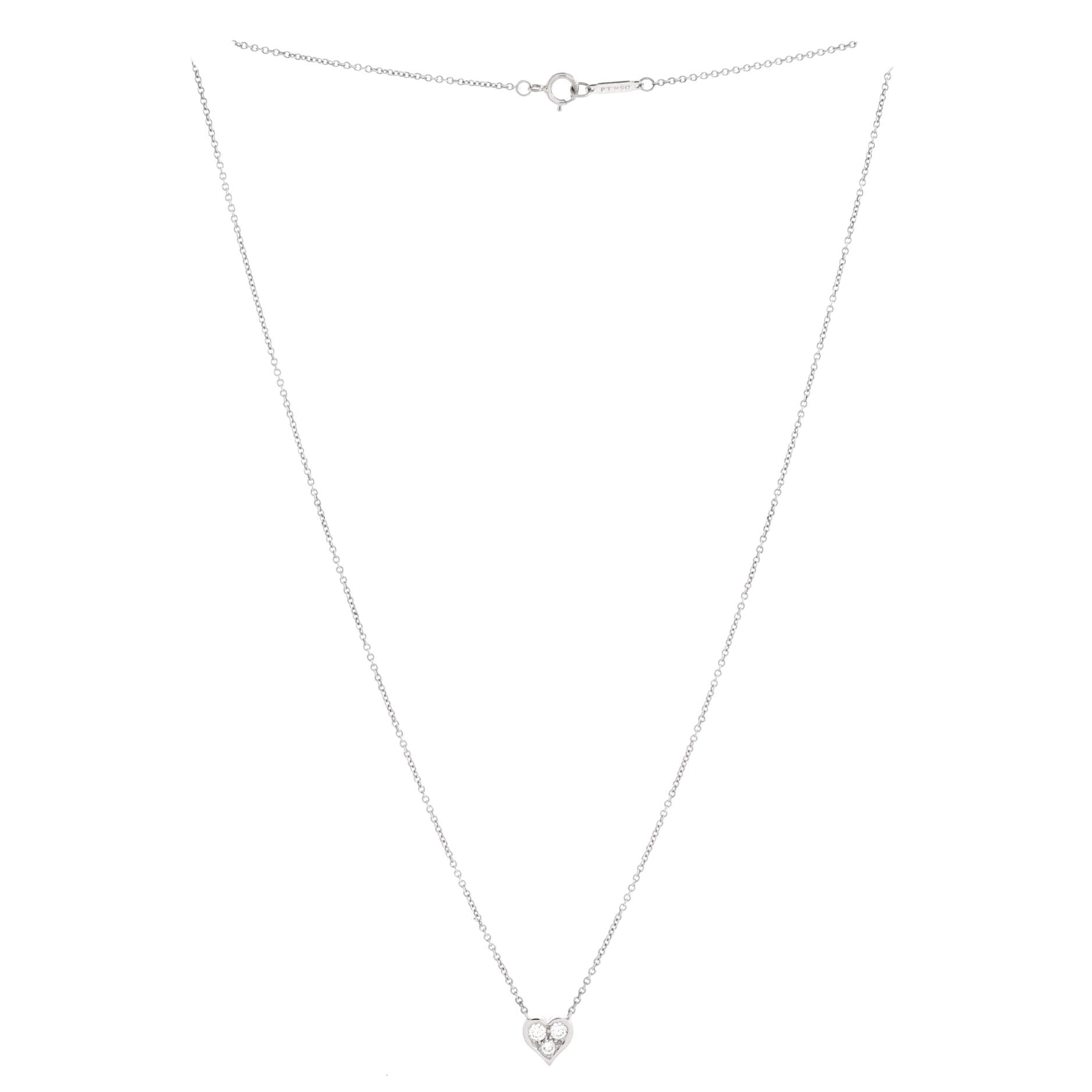 Heart 3 Diamond Pendant Necklace Platinum with Diamonds