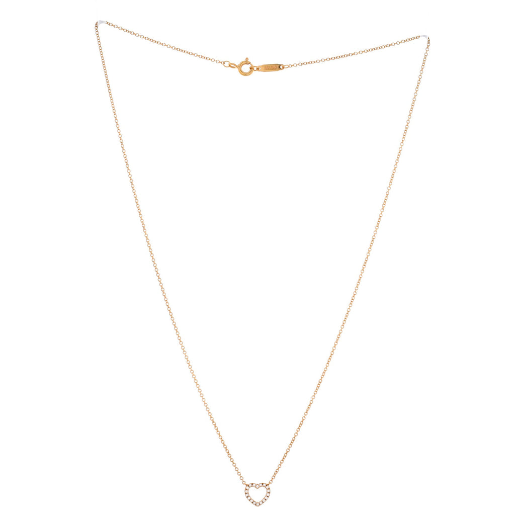 Metro Open Heart Pendant Necklace 18K Rose Gold and Diamonds Mini