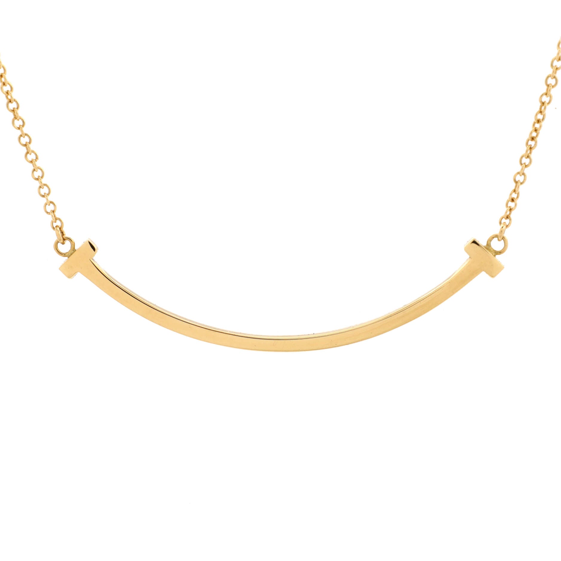 T Smile Pendant Necklace 18K Yellow Gold Small