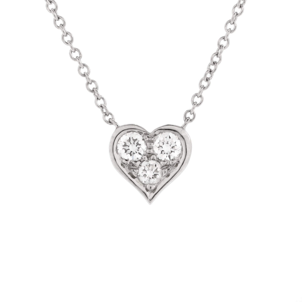 Heart 3 Diamond Pendant Necklace Platinum with Diamonds