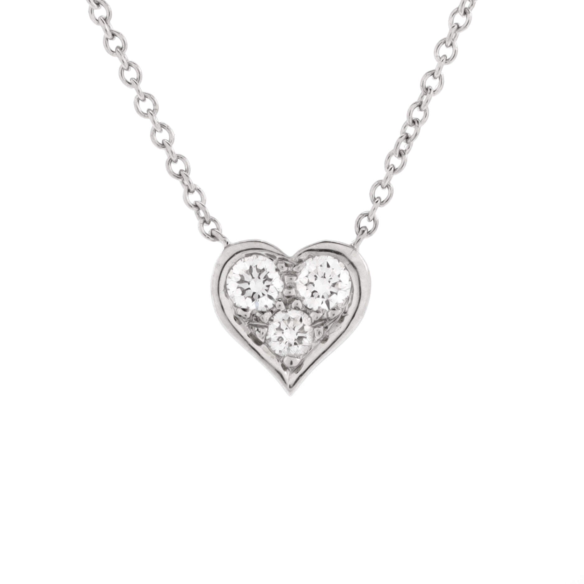 Heart 3 Diamond Pendant Necklace Platinum with Diamonds