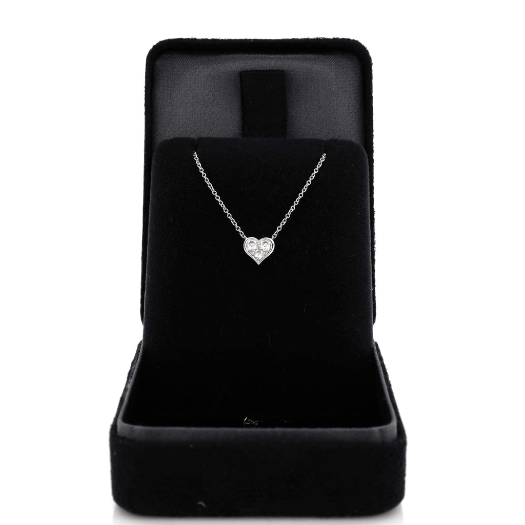 Heart 3 Diamond Pendant Necklace Platinum with Diamonds
