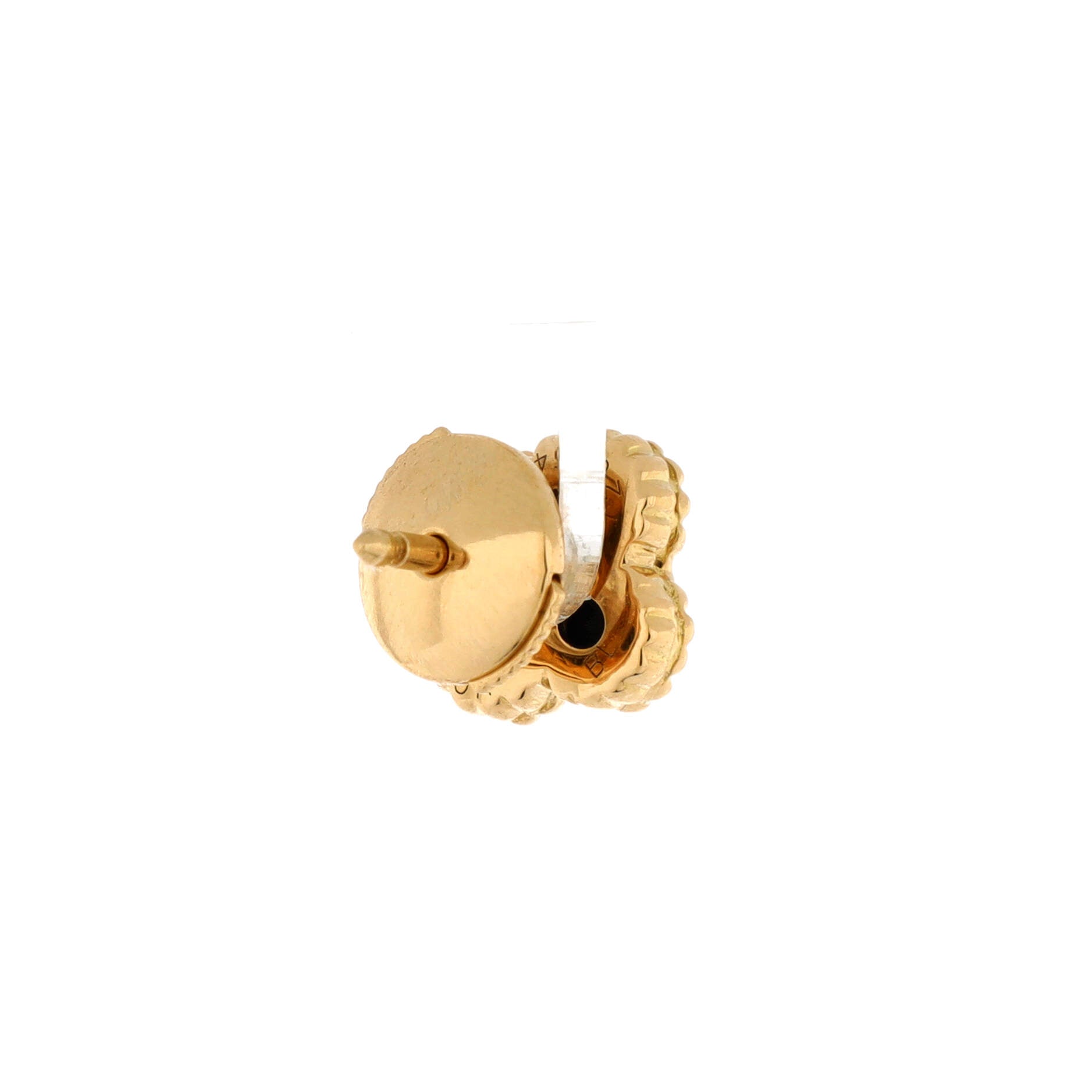 Sweet Alhambra Stud Earrings 18K Yellow Gold and Onyx
