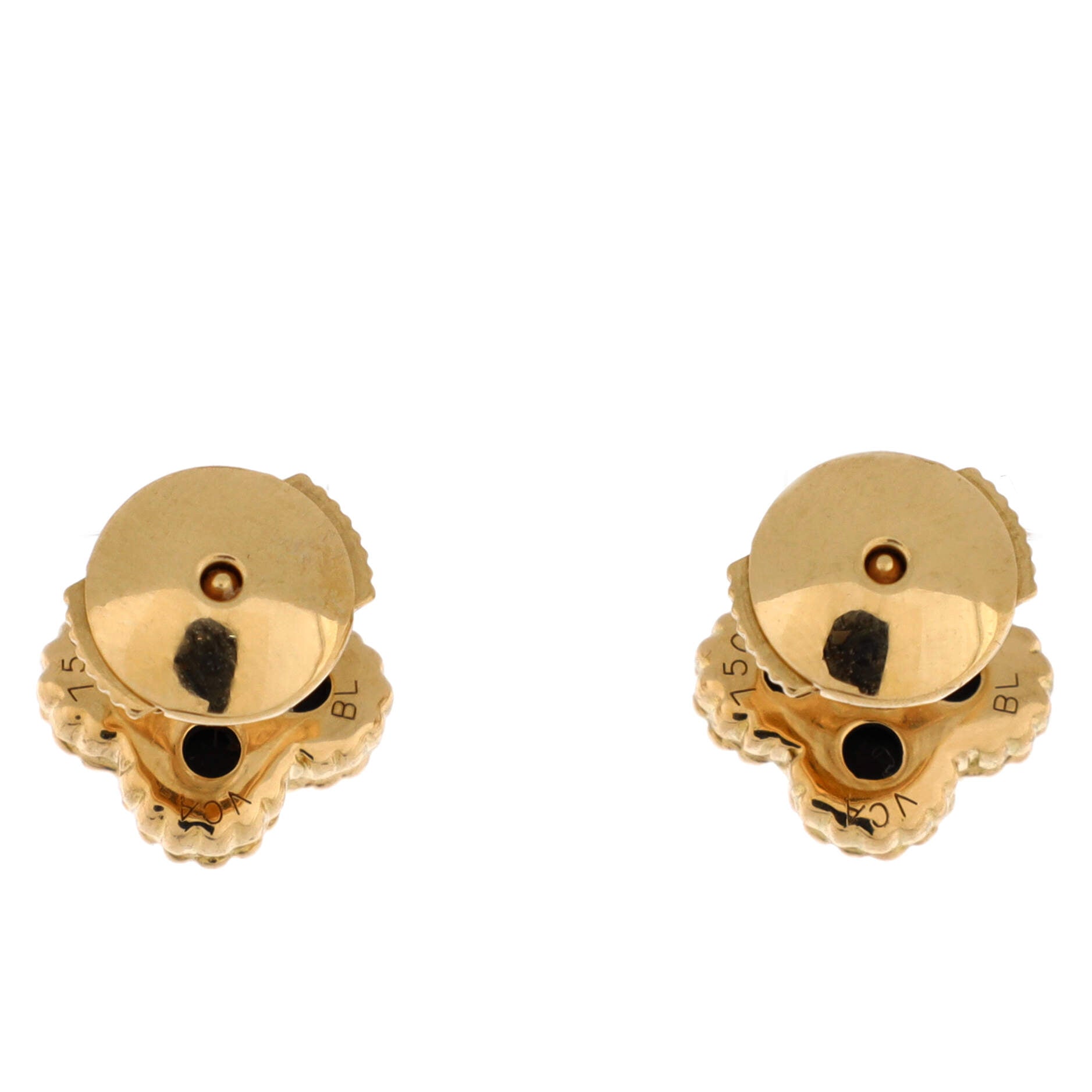 Sweet Alhambra Stud Earrings 18K Yellow Gold and Onyx