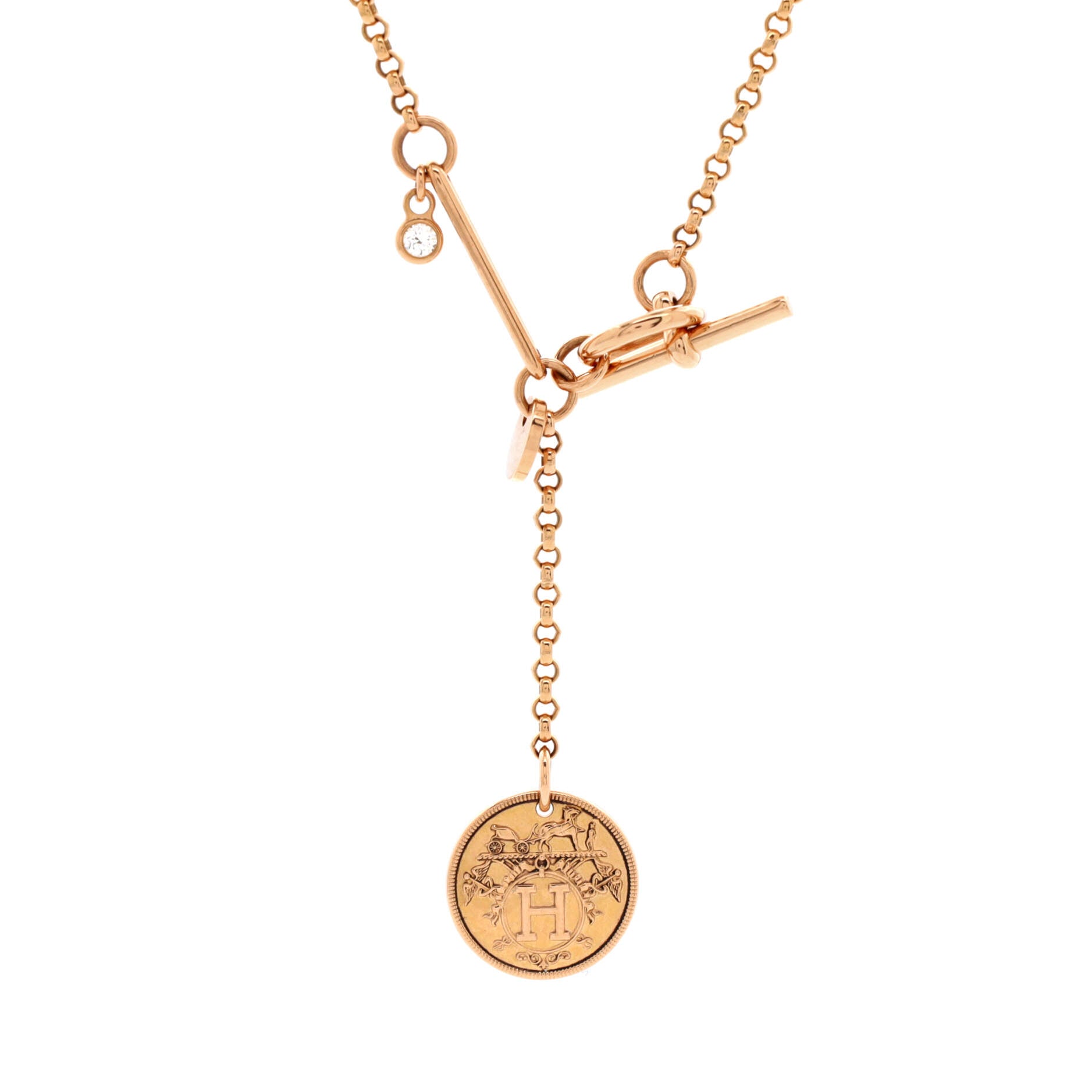 Ex-Libris Pendant Necklace 18K Rose Gold with Diamond Small