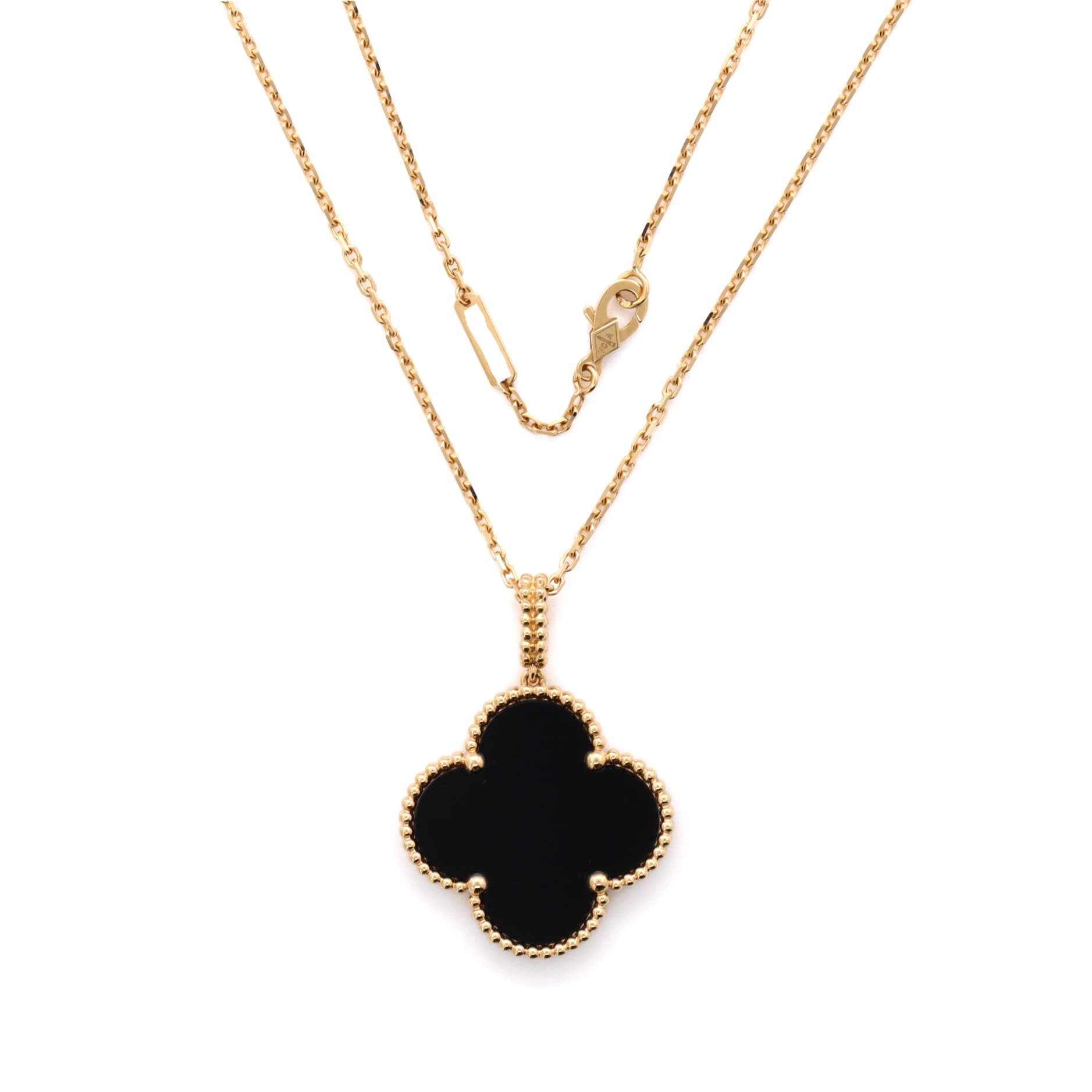 Magic Alhambra Pendant Necklace 18K Yellow Gold and Onyx