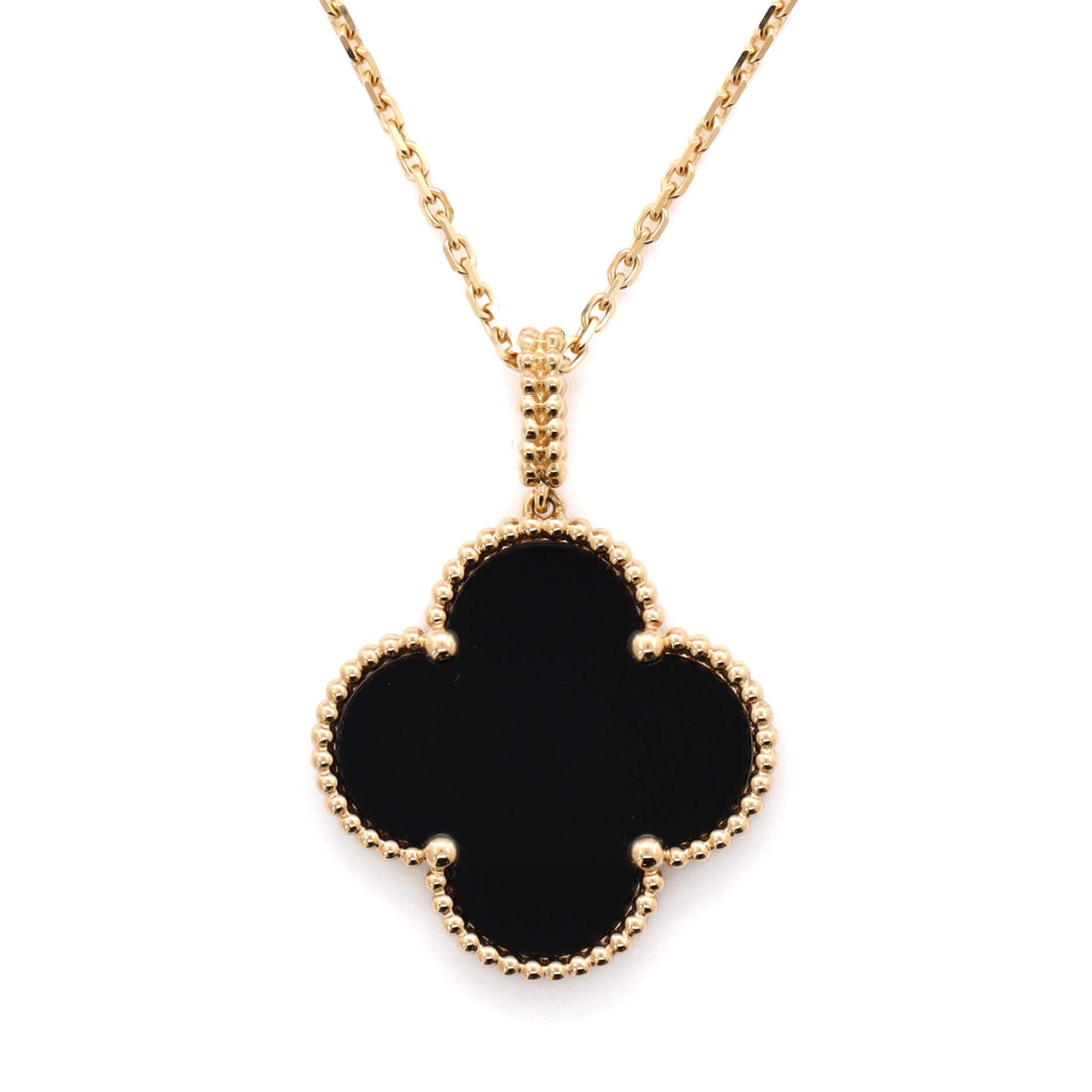 Magic Alhambra Pendant Necklace 18K Yellow Gold and Onyx