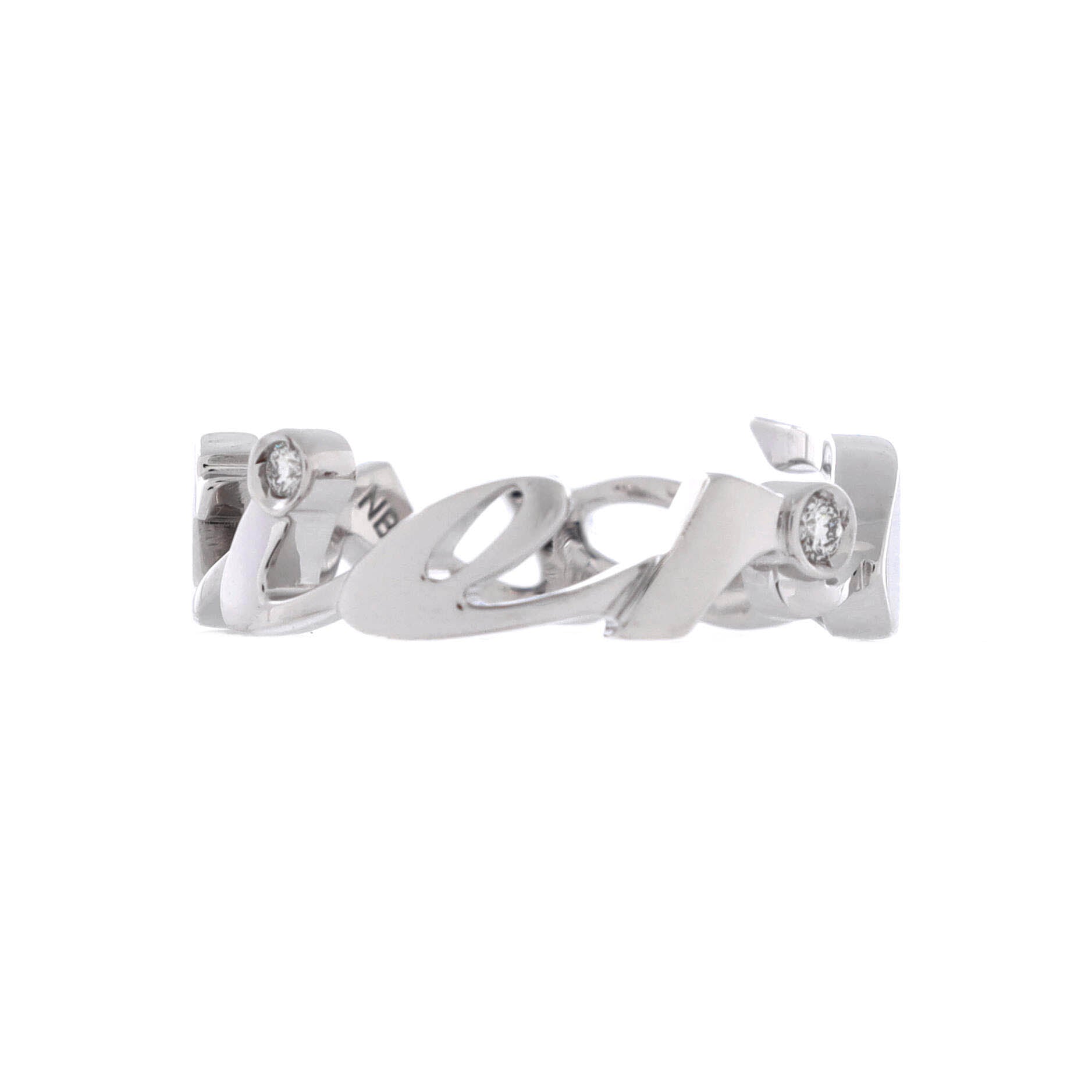 Signature 3 Diamonds Ring 18K White Gold with Diamonds