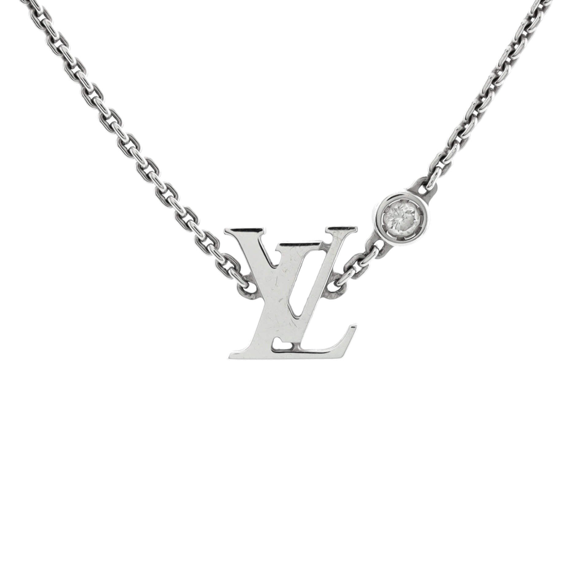 Idylle Blossom LV Pendant Necklace 18K White Gold with Diamond
