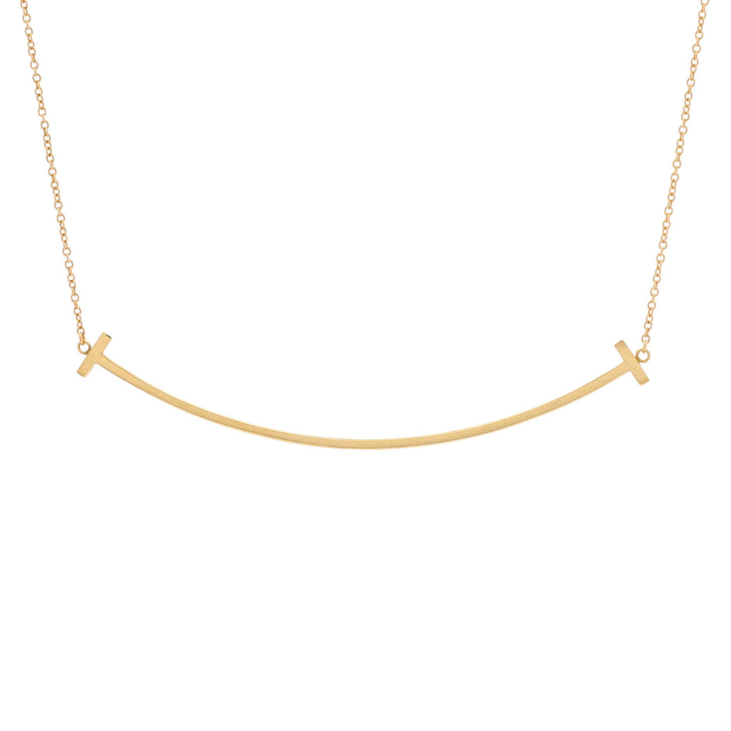 T Smile Pendant Necklace 18K Yellow Gold Large
