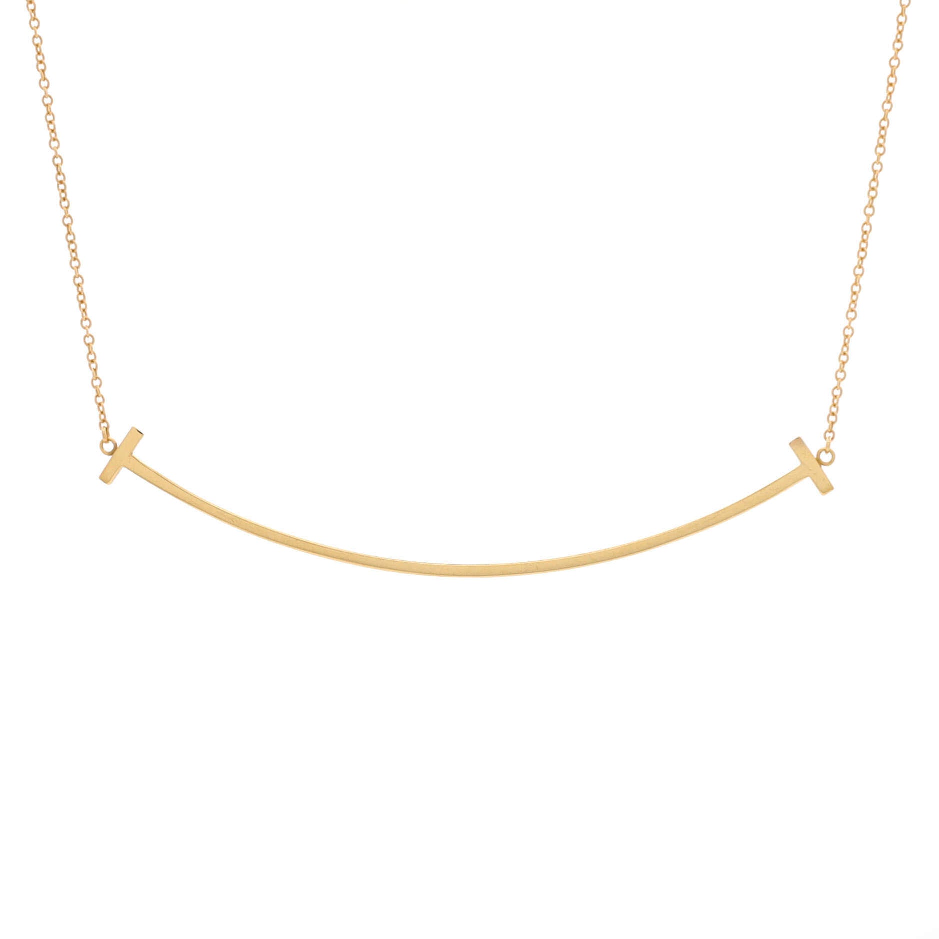 T Smile Pendant Necklace 18K Yellow Gold Large