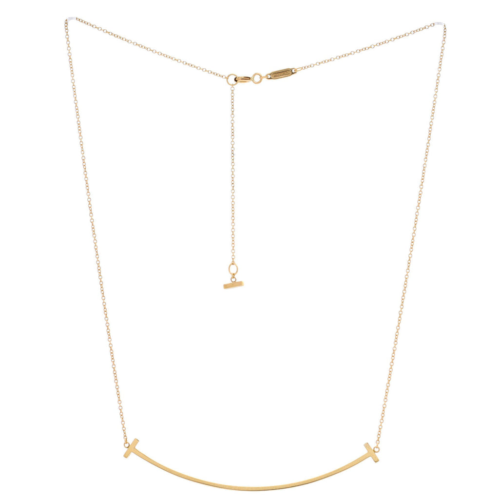 T Smile Pendant Necklace 18K Yellow Gold Large
