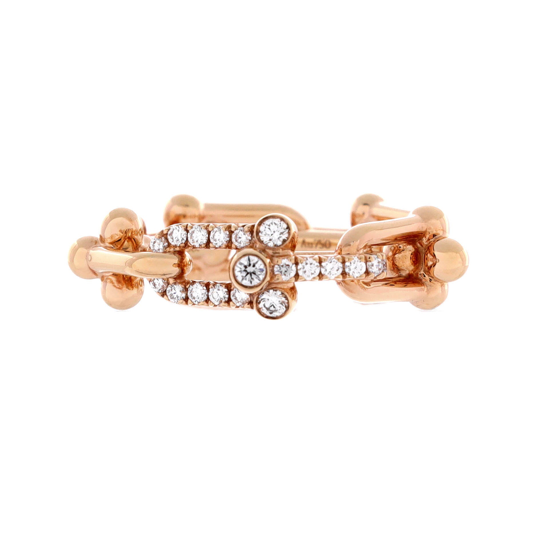 HardWear Link Ring 18K Rose Gold with  Diamonds Small