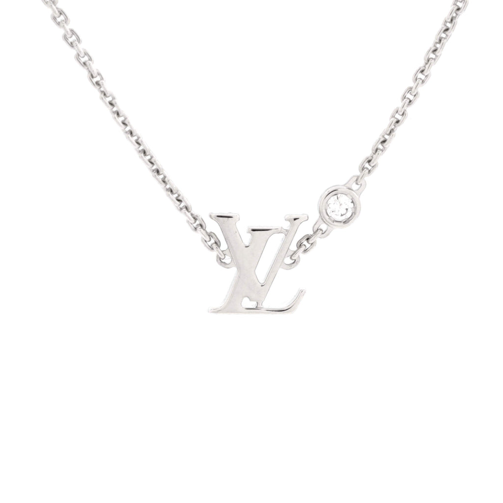 Idylle Blossom LV Pendant Necklace 18K White Gold with Diamond