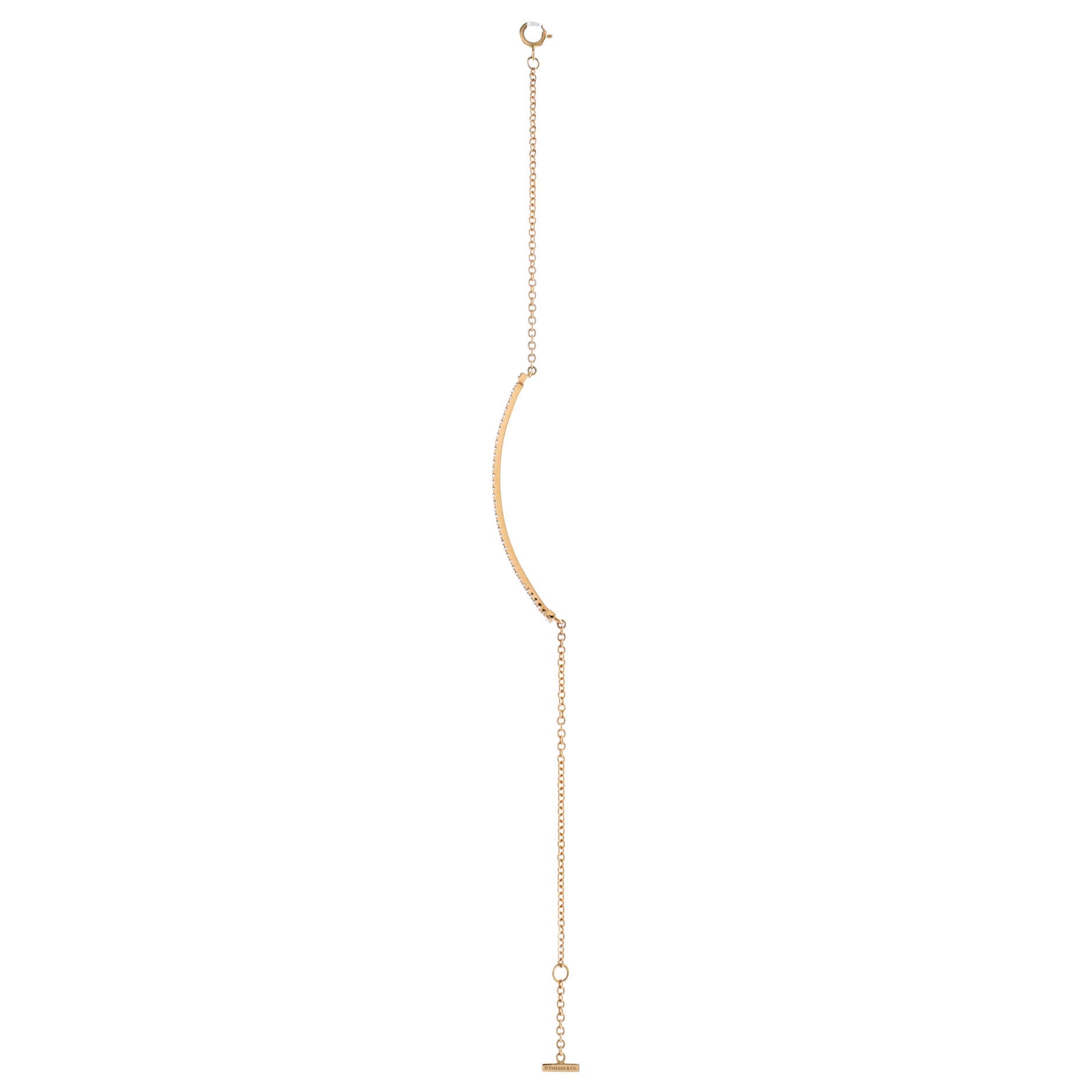 T Smile Chain Bracelet 18K Rose Gold with Diamonds Medium