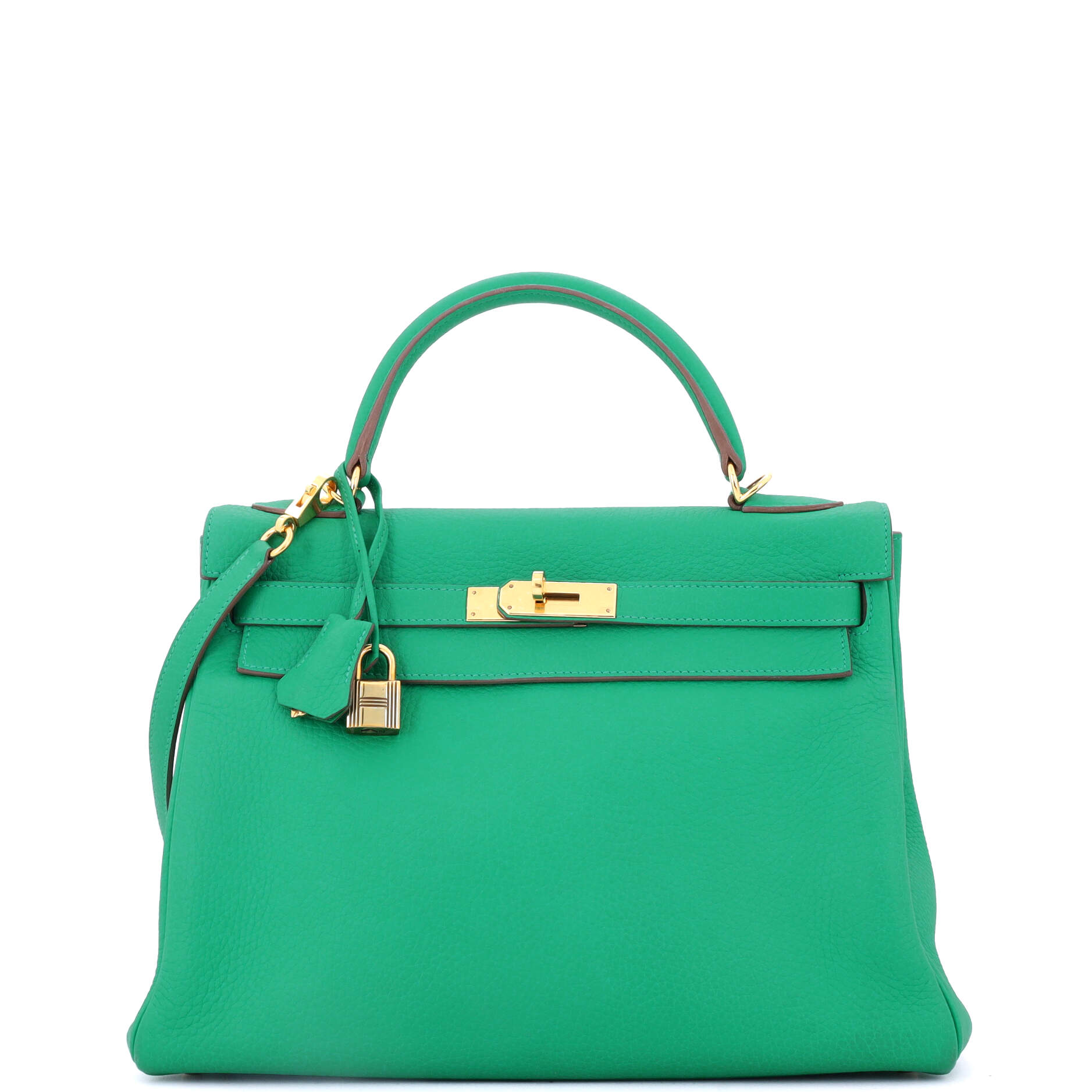 Kelly Handbag Menthe Clemence with Gold Hardware 32