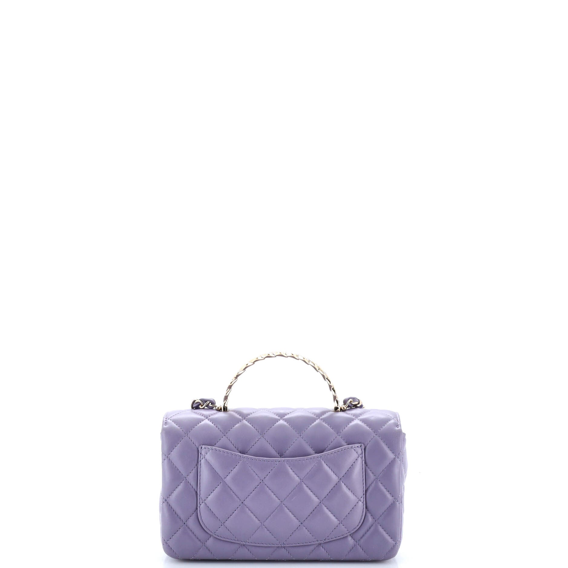Crystal Chain Flap Top Handle Bag Quilted Lambskin Mini