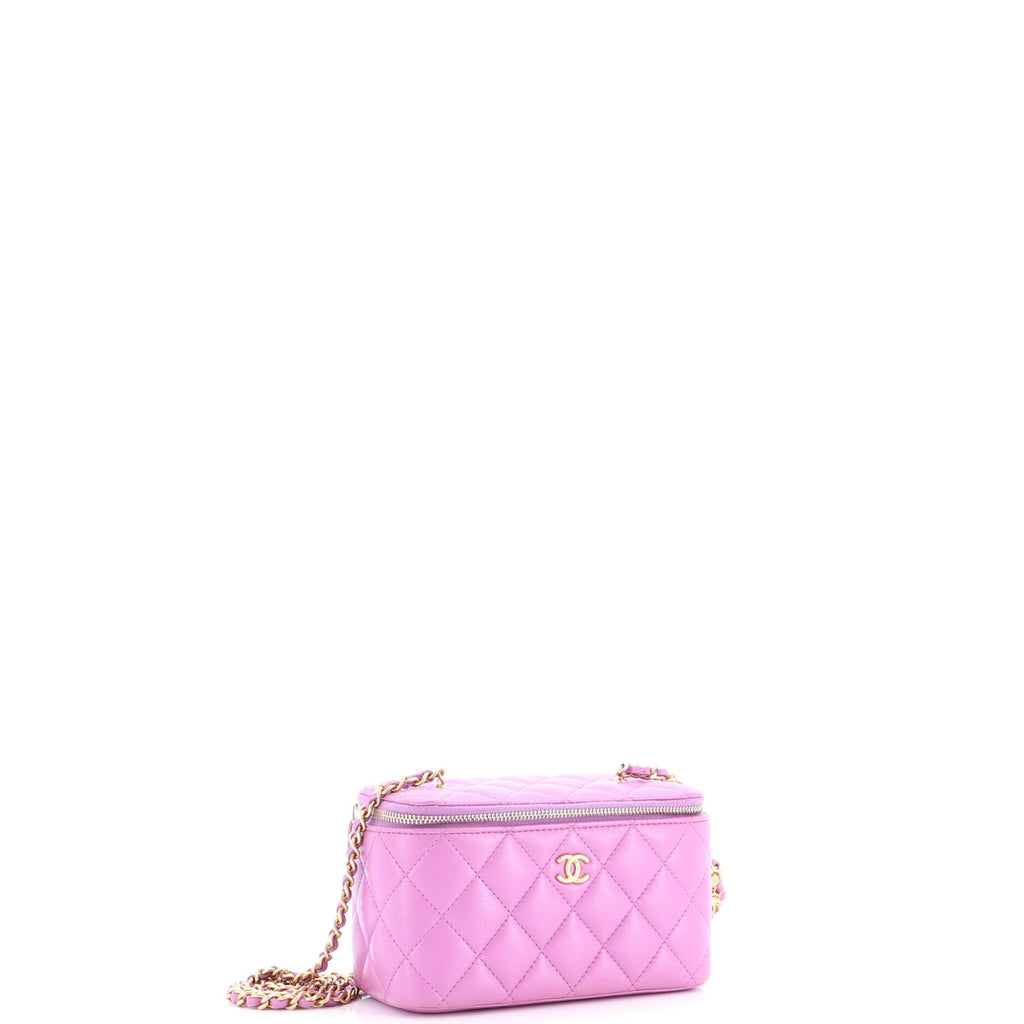 Pearl Crush Vanity Case with Chain Quilted Lambskin Small