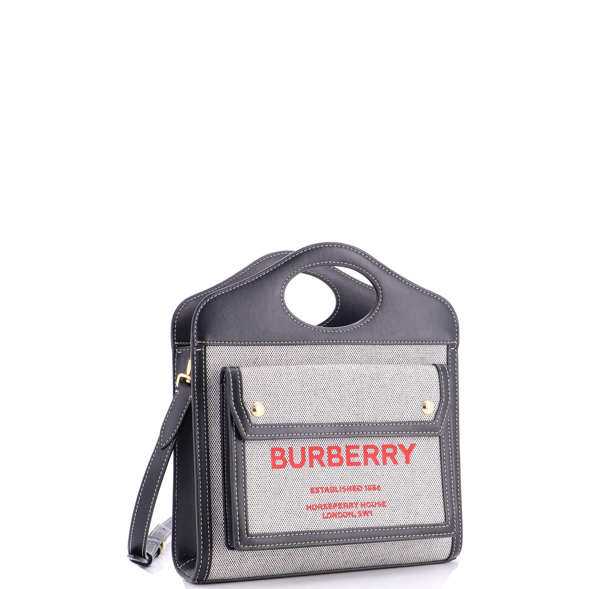 Logo Pocket Tote Canvas with Leather Mini