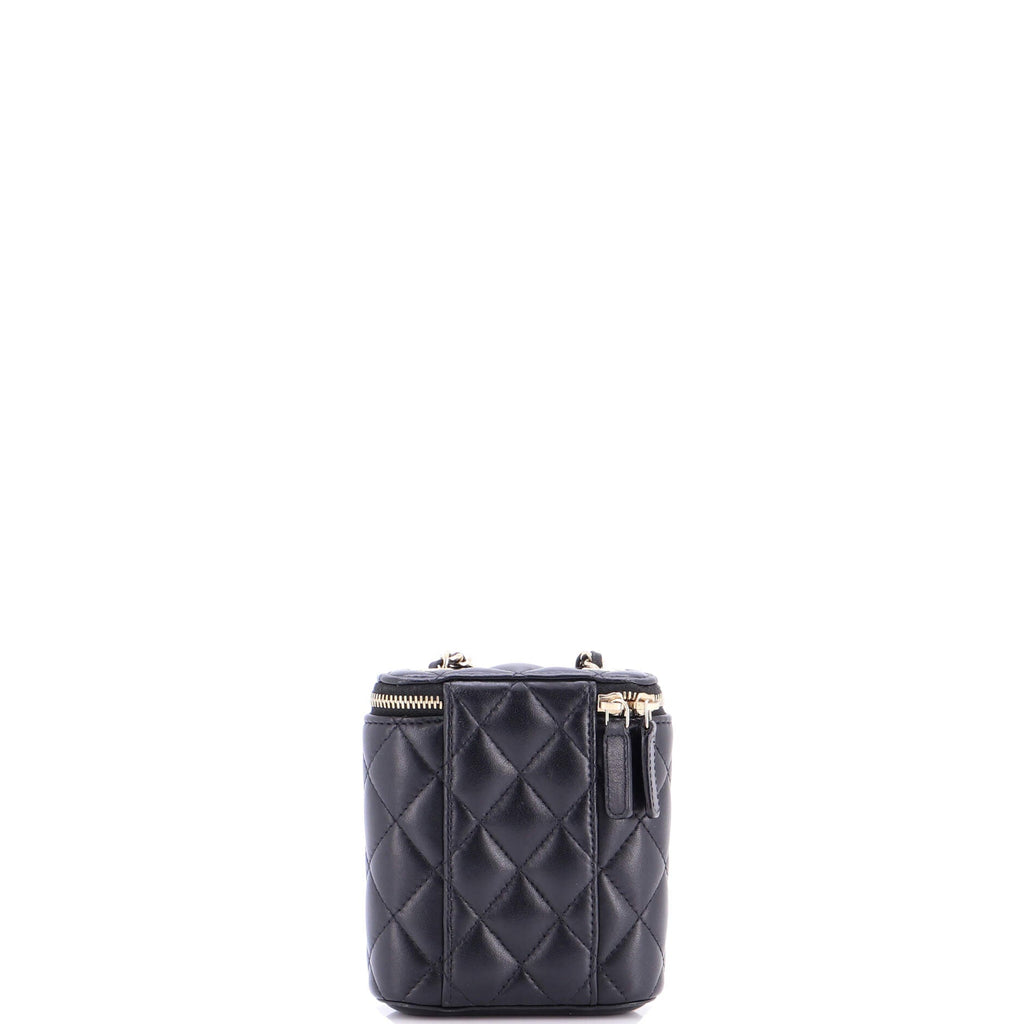 Vertical Classic Vanity Case with Chain Quilted Lambskin Small