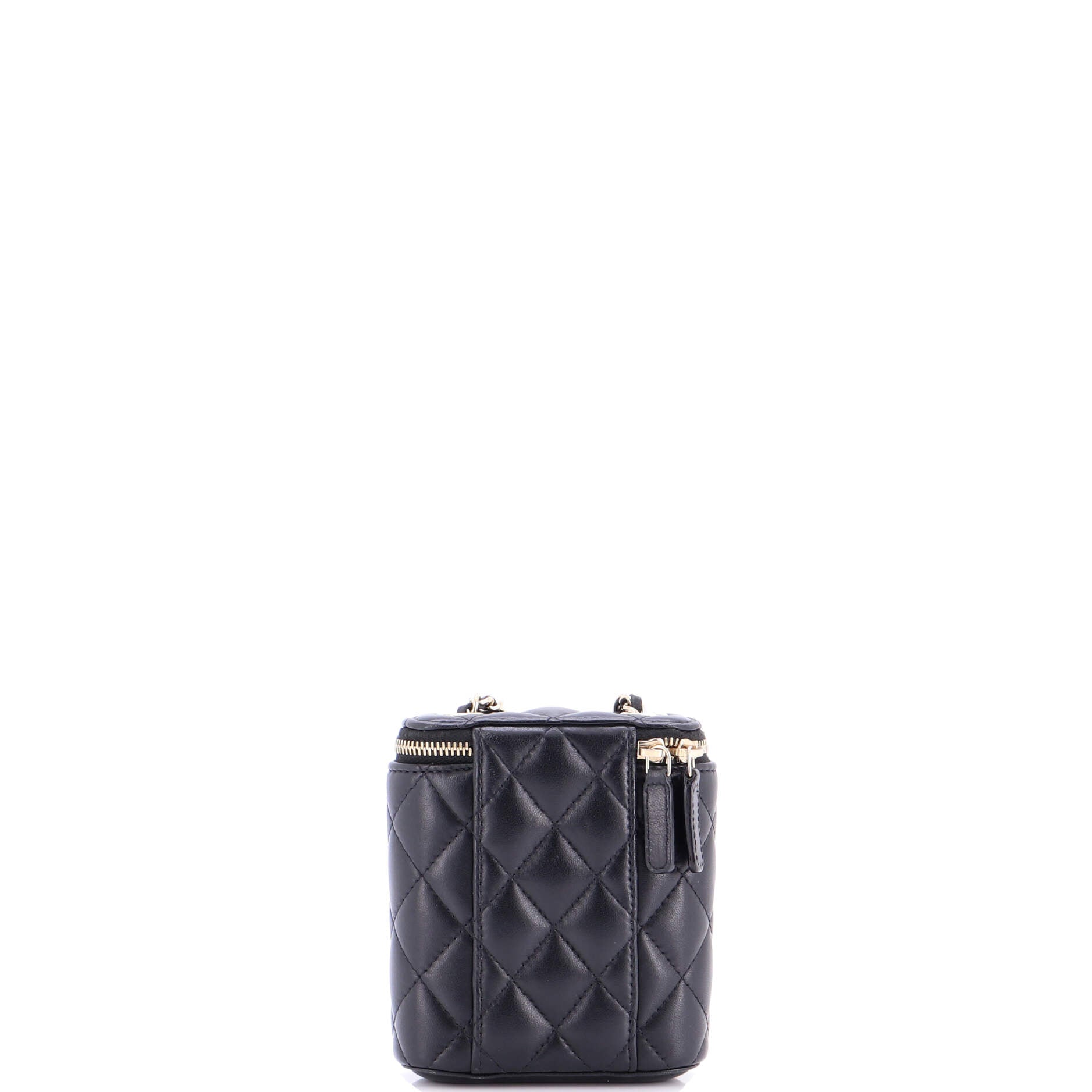 Vertical Classic Vanity Case with Chain Quilted Lambskin Small