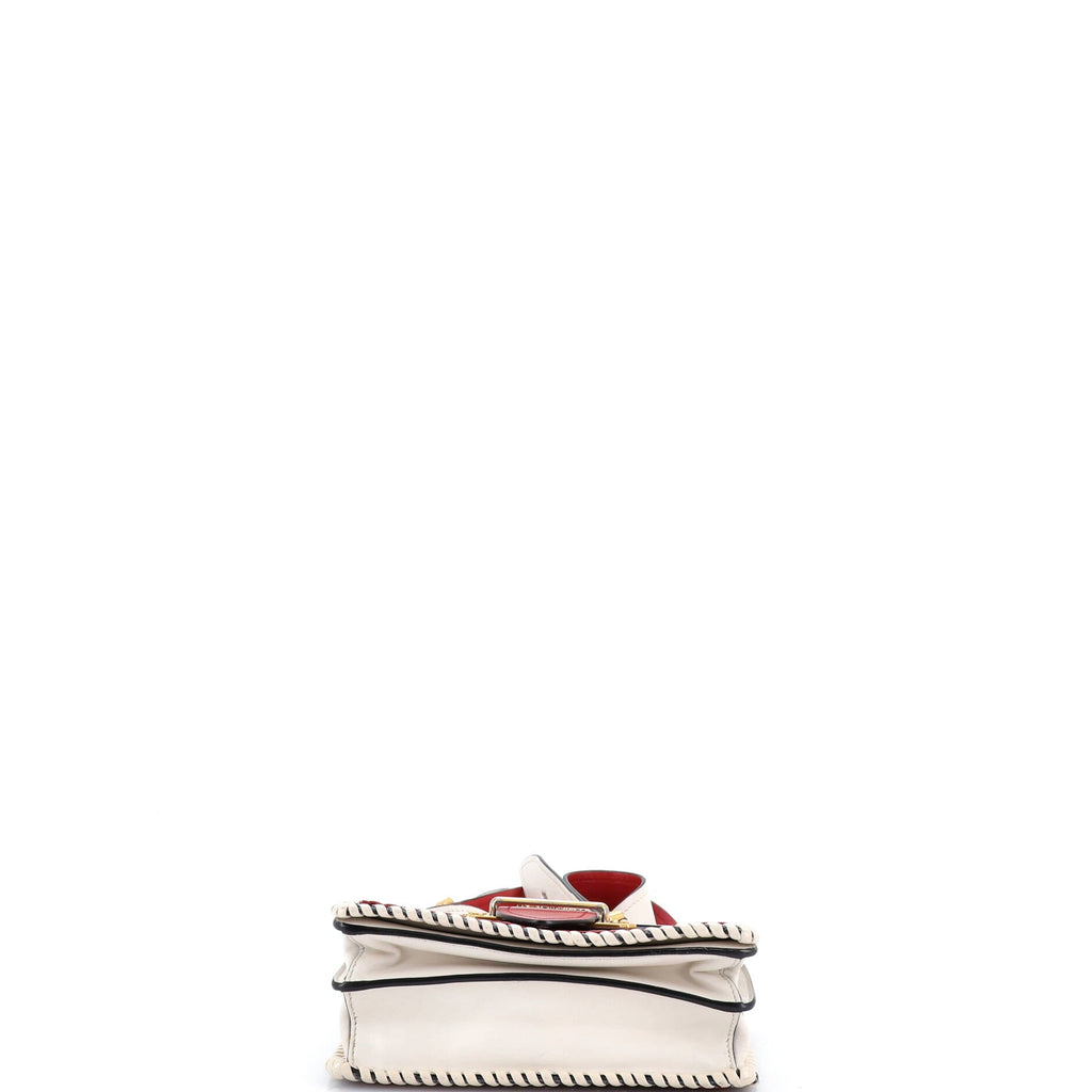 Cahier Crossbody Bag Embellished Denim and Leather Small
