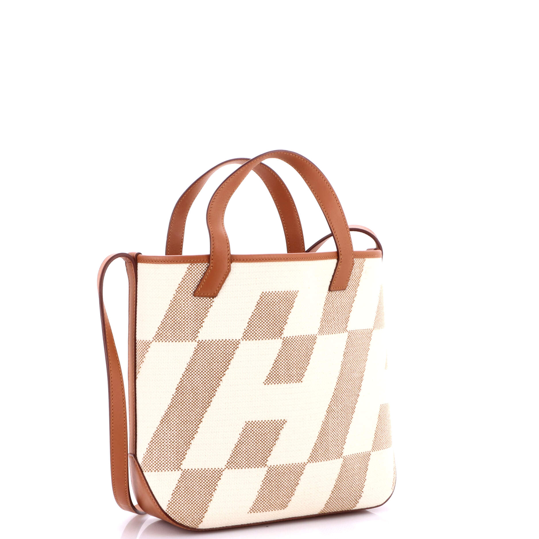 Cabas H en Biais Tote Canvas with Leather 27
