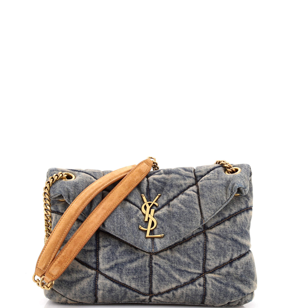 Loulou Puffer Shoulder Bag Quilted Vintage Denim Small