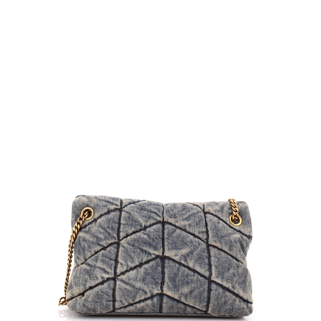 Loulou Puffer Shoulder Bag Quilted Vintage Denim Small