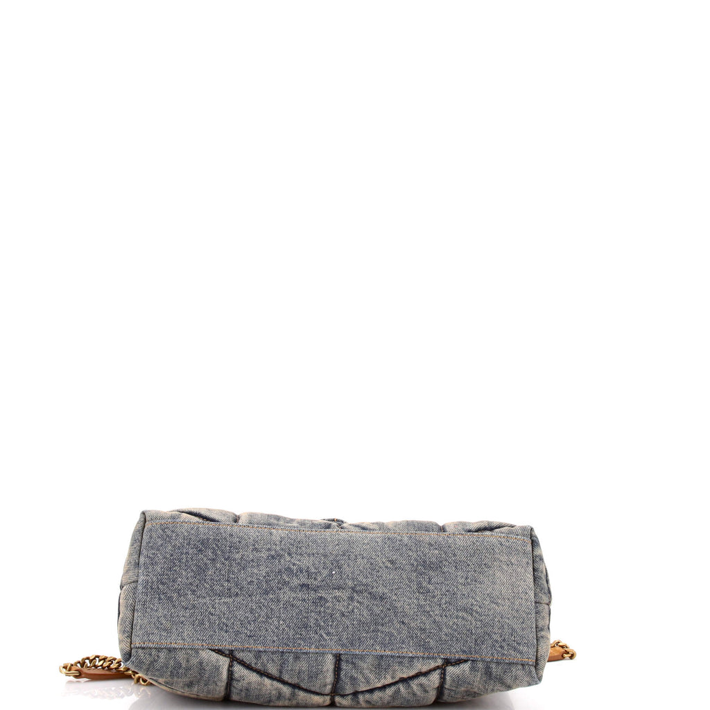 Loulou Puffer Shoulder Bag Quilted Vintage Denim Small