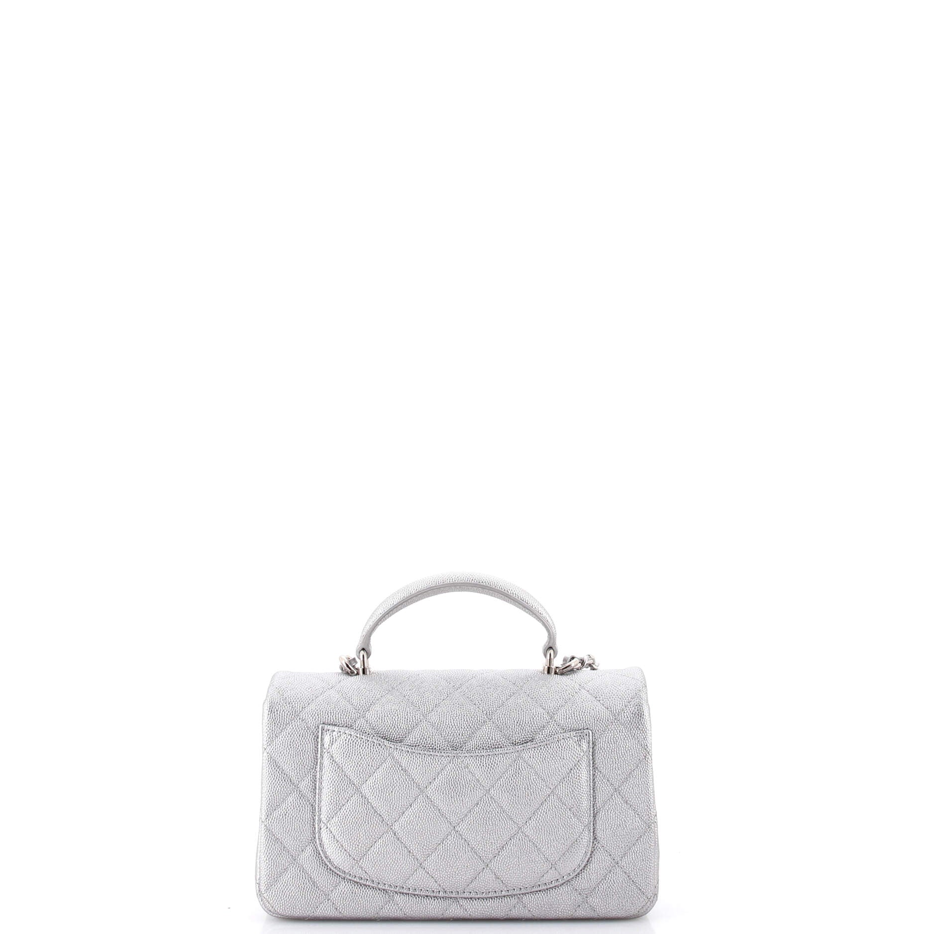 Classic Single Flap Top Handle Bag Quilted Caviar Mini