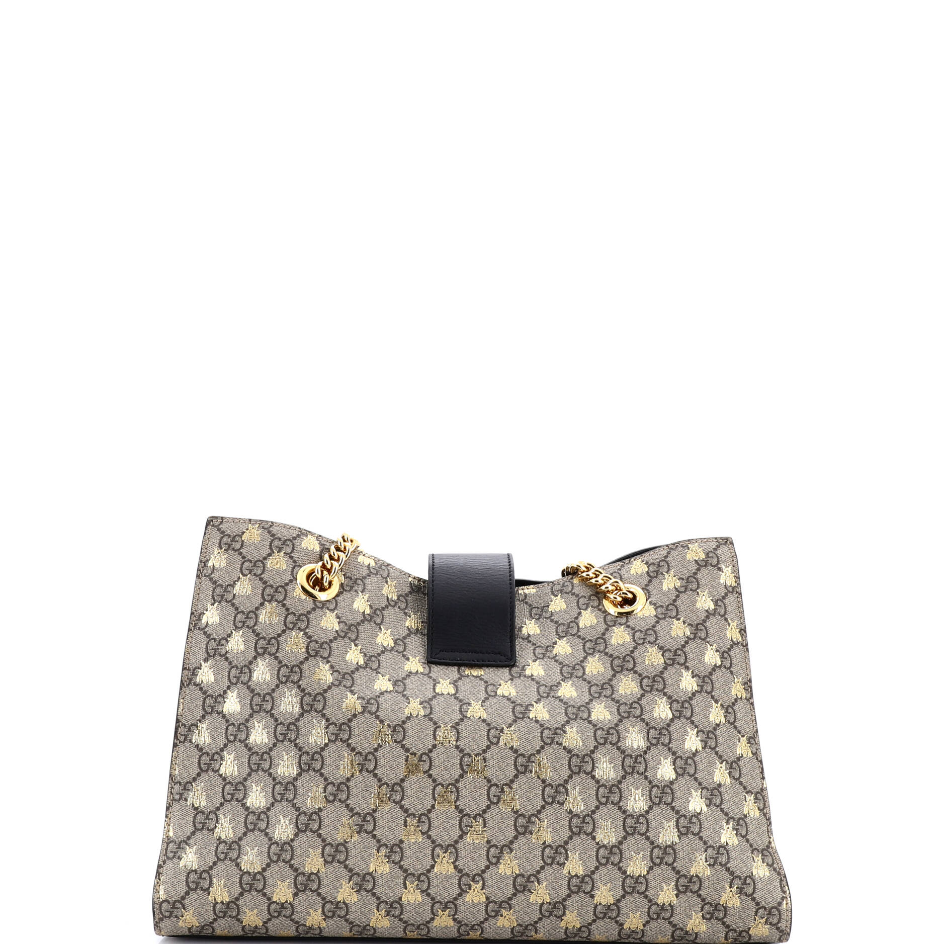 Padlock Chain Tote Printed GG Coated Canvas with Leather Medium