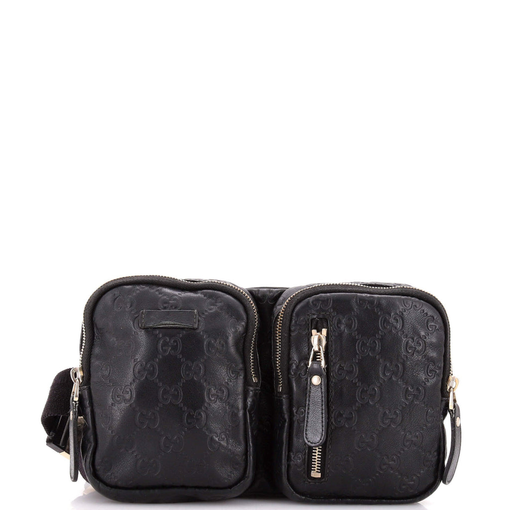 Double Zip Pocket Waist Bag Guccissima Leather
