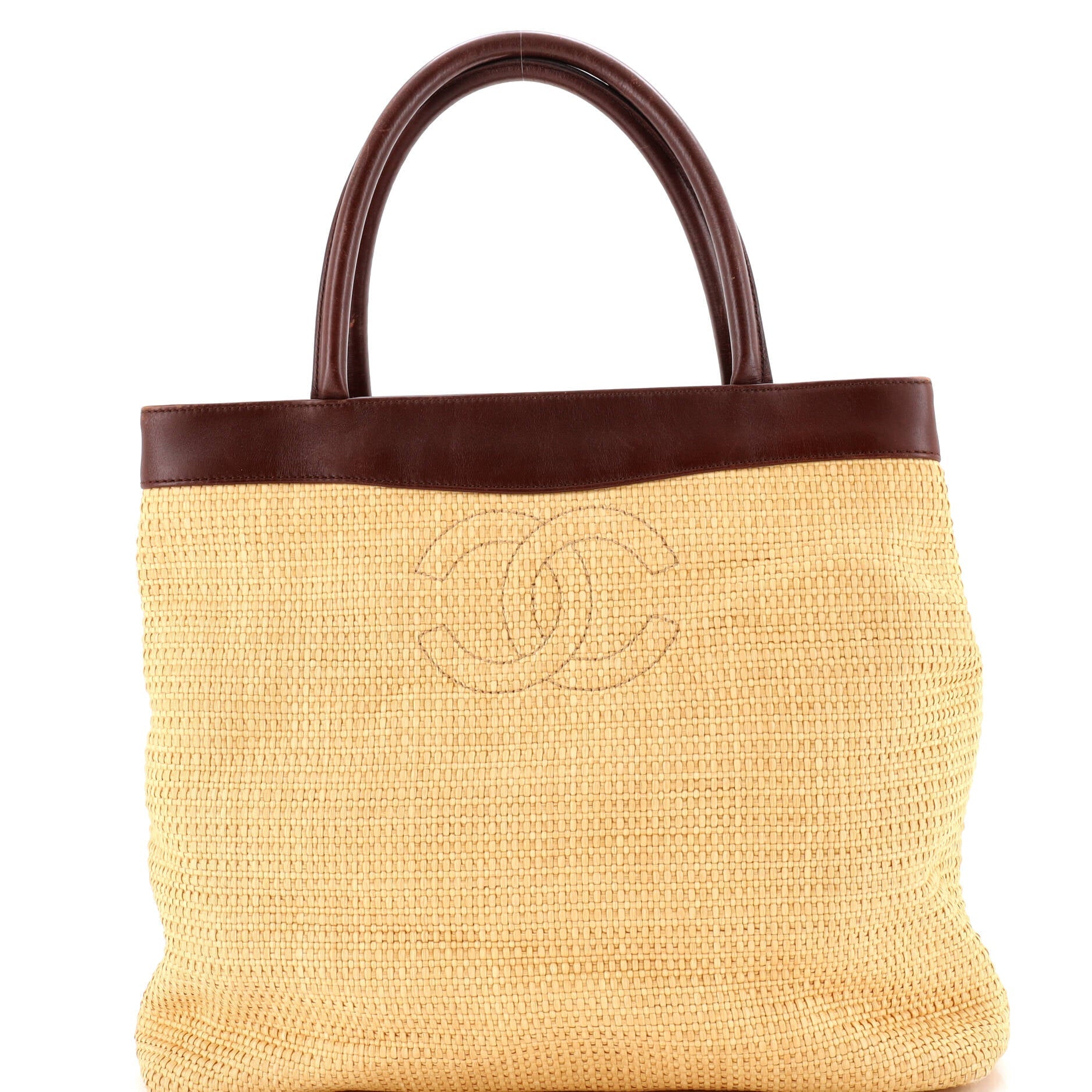 Vintage CC Tote Raffia Large