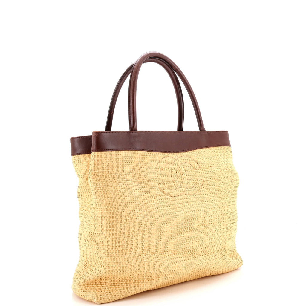 Vintage CC Tote Raffia Large
