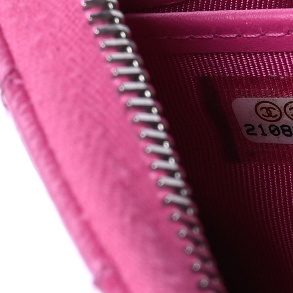 Caviar Quilted Large Gusset Zip Around Wallet Pink