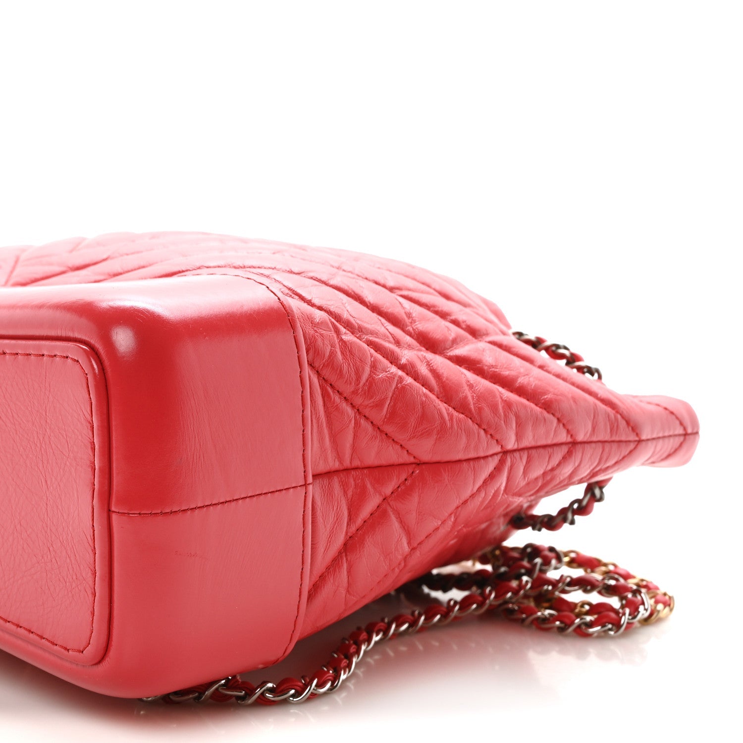 Aged Calfskin Chevron Quilted Small Gabrielle Backpack Dark Pink