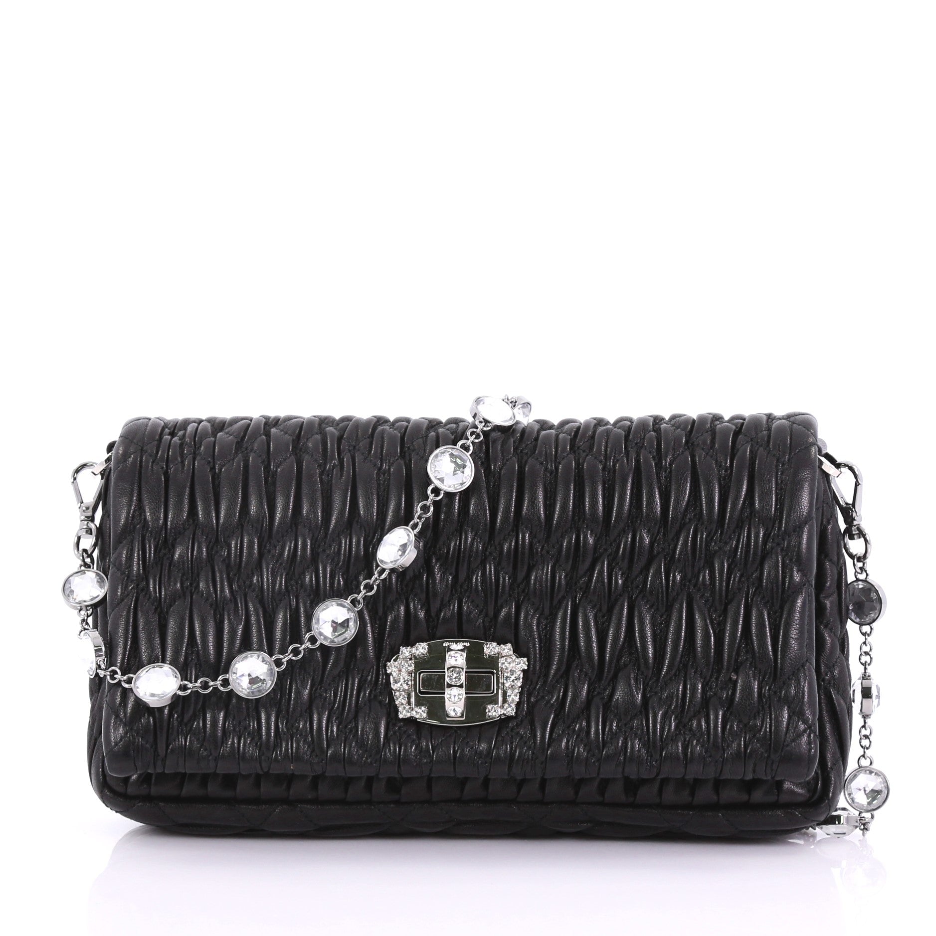 Crystal Clutch Matelasse Leather Small