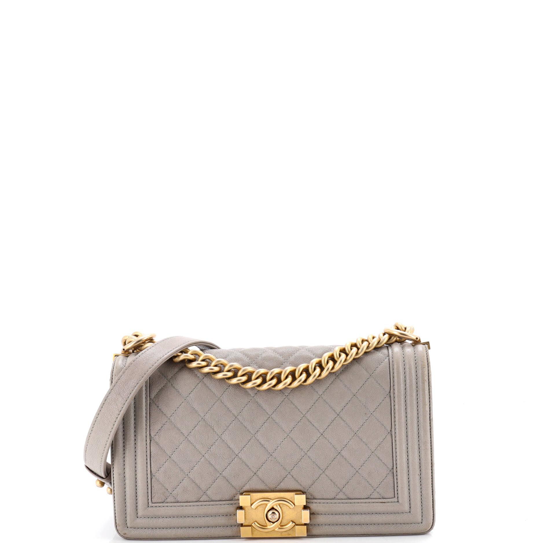 Boy Flap Bag Quilted Caviar Old Medium