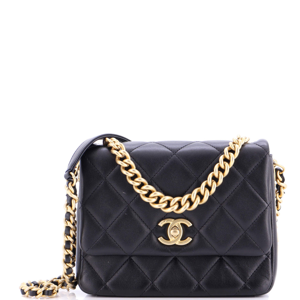 Side Note Flap Bag Quilted Lambskin Small