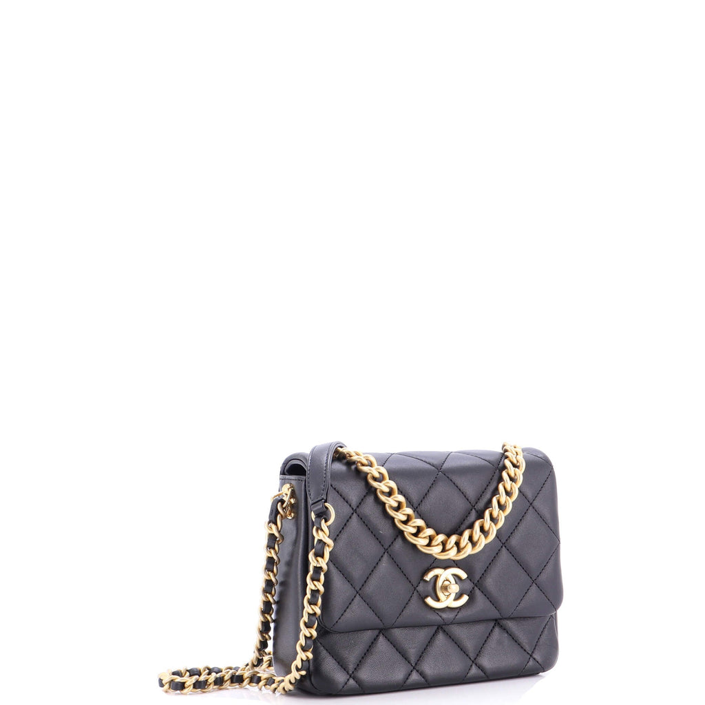 Side Note Flap Bag Quilted Lambskin Small
