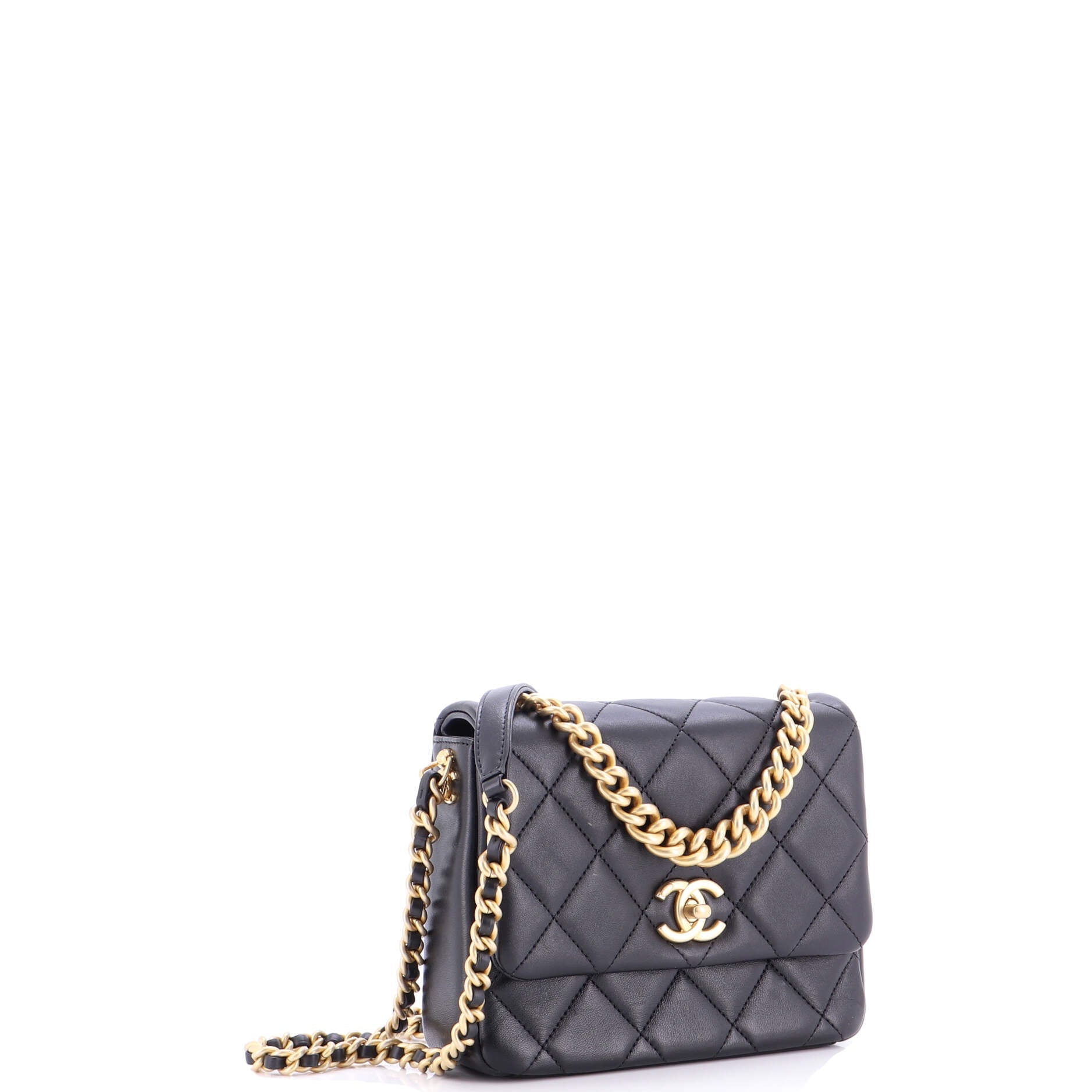 Side Note Flap Bag Quilted Lambskin Small