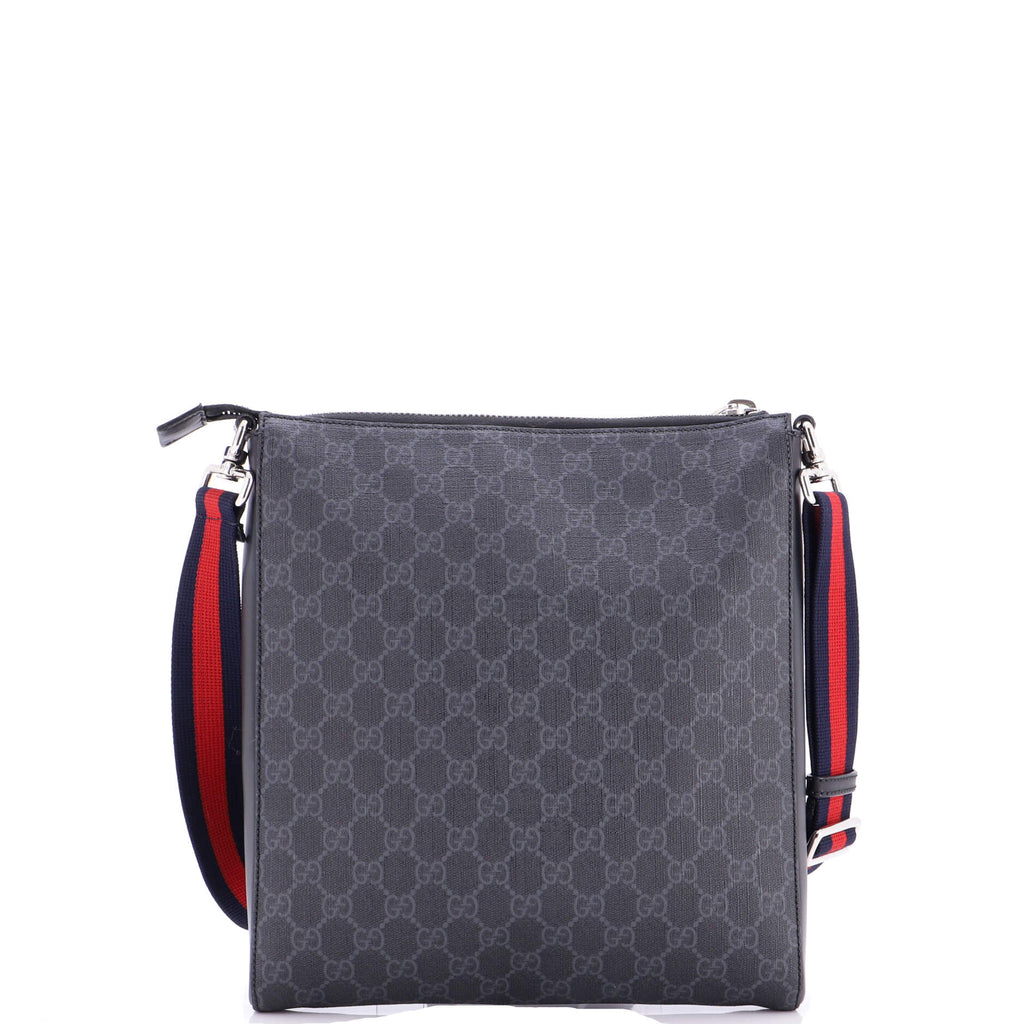 Web Strap Front Zip Messenger Bag GG Coated Canvas Medium
