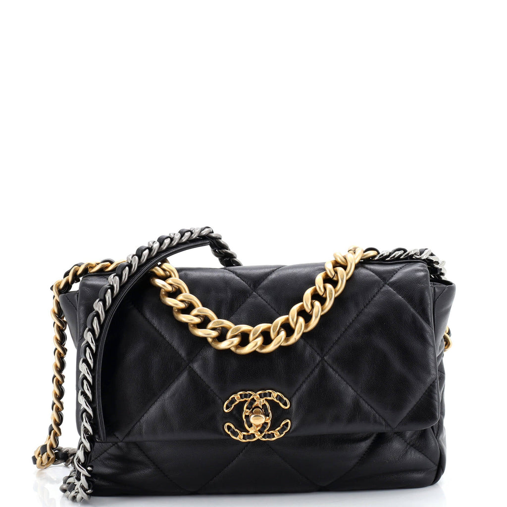 19 Flap Bag Quilted Leather Large